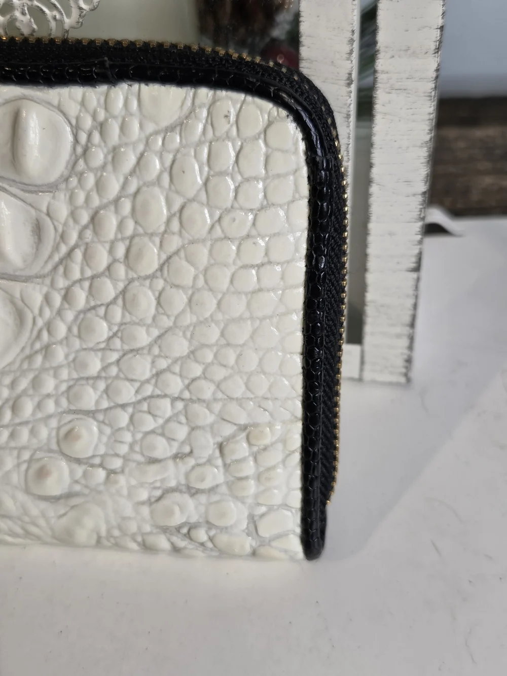 Brahmin Suri Zip-Around Wallet Melbourne Croc Embossed Leather